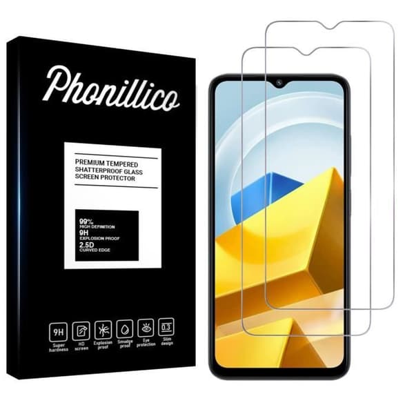 Filmvärn för Skärm - Phonillico® - Xiaomi Poco M5 4G - Pack 2 - Härdat Glas - Repåligt
