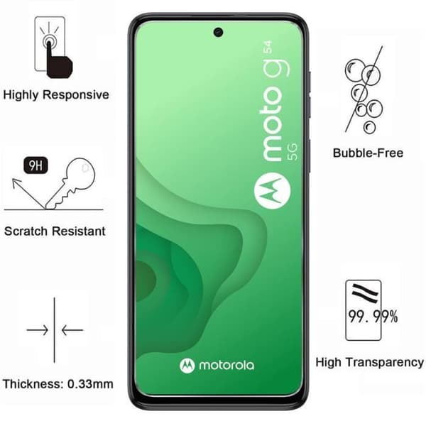 Film glas-skydd för skärm - Phonillico - Motorola Moto G54 - Pack 2 - Härdat glas - Repåtrståndig