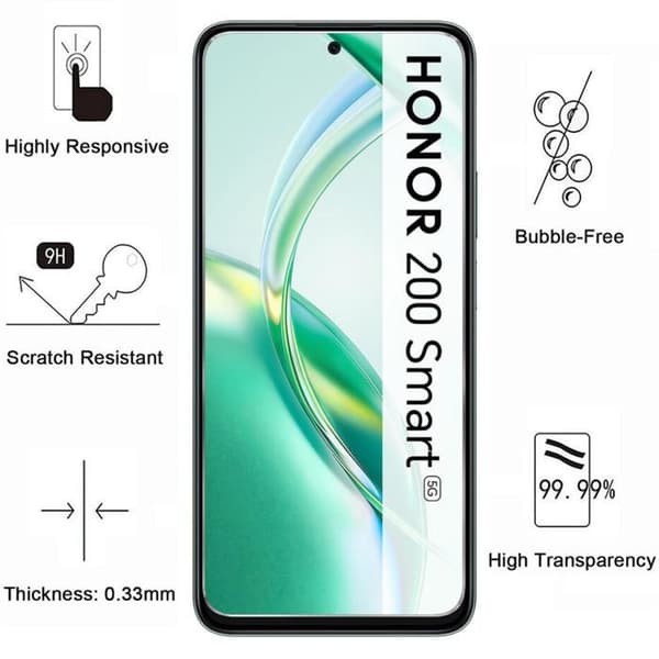 Skärmskydd - Phonillico® - Honor 200 Smart 5G - Härdat Glas - Pack med 4 - Repellerande