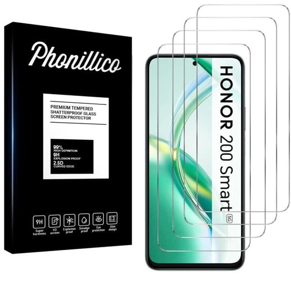 Skärmskydd - Phonillico® - Honor 200 Smart 5G - Härdat Glas - Pack med 4 - Repellerande