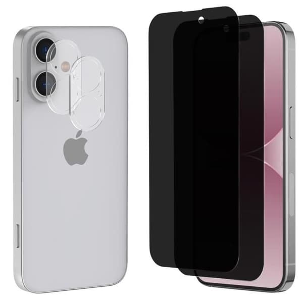 Skärmskydd - Phonillico - iPhone 16 Plus - Härdat glas - Anti-spion - Paket med 2