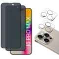 Miniatyrbild 1 av 6: Härdat glas - Phonillico - iPhone 16 PRO MAX - Anti-spion - Pack 2 - Repellerande mot repor