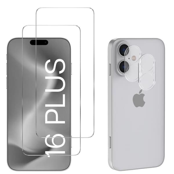 Filmpaket med härdat glas - Phonillico® - iPhone 16 Plus - 2-pack - Repfria - Transparent