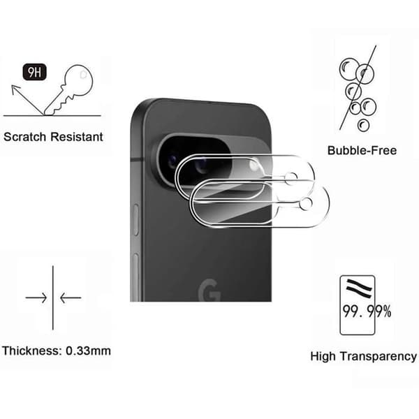 Skyddskamera - Phonillico® - Google Pixel 9 - 2-pack - Härdat glas - Repbeständig