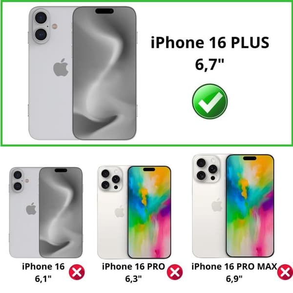 Film Noir Anti Espion - Phonillico® - iPhone 16 Plus - Pack med 2 - Härdat Glas - Represistent