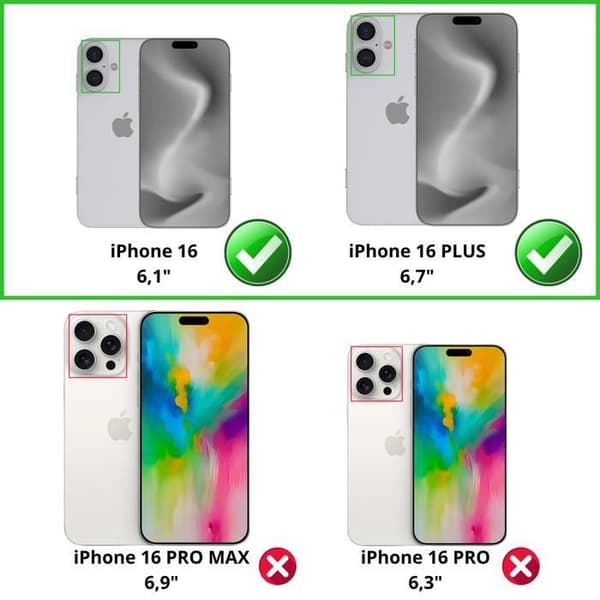 Skyddskamera - Phonillico® - iPhone 16 / 16 Plus - Härdat glas - Paket med 2 - Rep resistant