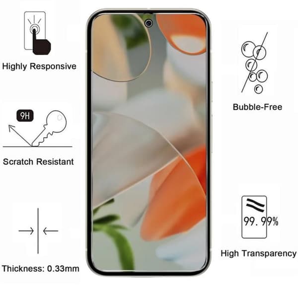 Filmbeläggning i härdat glas - Phonillico® - Google Pixel 9 - Paket 2 - Repfria - Transparent
