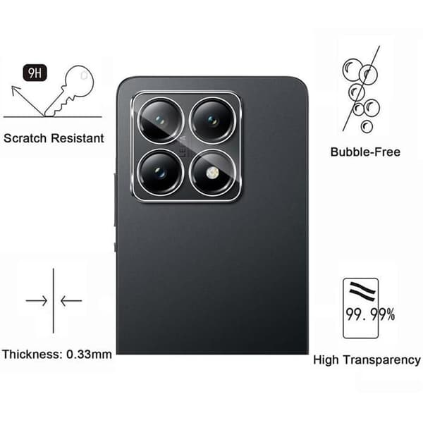 Härdat Glas - Phonillico® - Xiaomi 14T PRO - Paket 2 - Skärm- och Kameraskydd - Transparent