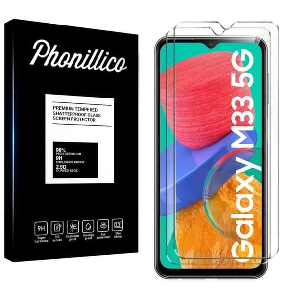 Härdat glas för Samsung Galaxy M33 5G [Pack 2] Skydd av skärmfönster Phonillico®