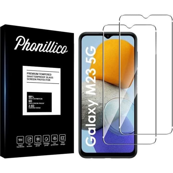Härdat Glas för Samsung Galaxy M23 5G [Pack 2] Film Glas Skärmskydd Phonillico®