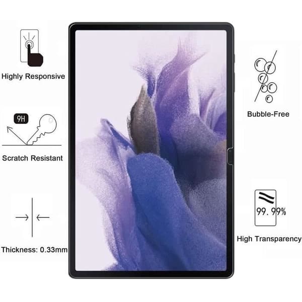 Härdat glas för Samsung Galaxy Tab S8 PLUS - Tab S7 PLUS - Tab S7 FE [Pack 2] Skärmskydd Film Resistent Phonillico®