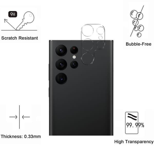 Skyddskamera för Samsung Galaxy S23 ULTRA [2-pack] Härdat Glas Bakre Kameraskydd Film Phonillico®