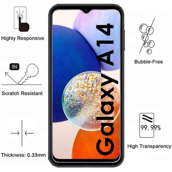 Härdat Glas för Samsung Galaxy A14 [Pack 4] Film Skyddsglas För Skärm Phonillico®