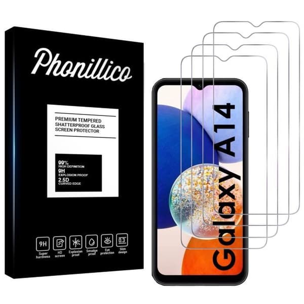 Härdat Glas för Samsung Galaxy A14 [Pack 4] Film Skyddsglas För Skärm Phonillico®