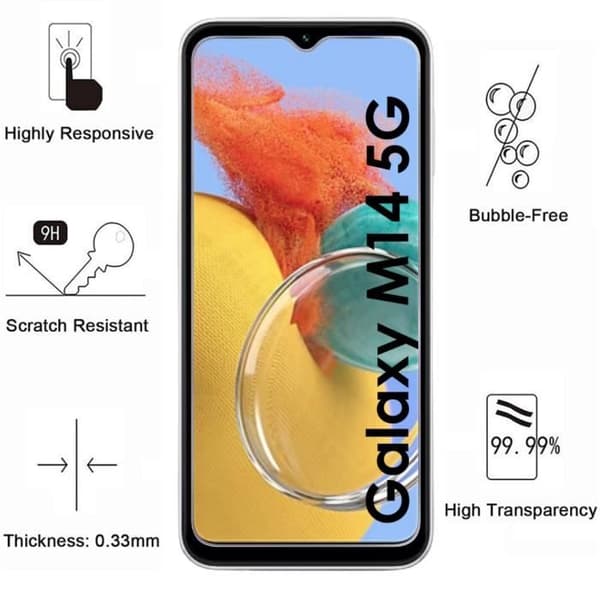 Härdat Glas för Samsung Galaxy M14 5G [Pack 4] Skyddsglas Film Phonillico®