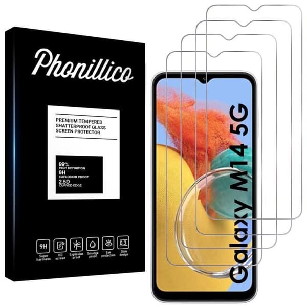 Härdat Glas för Samsung Galaxy M14 5G [Pack 4] Skyddsglas Film Phonillico®
