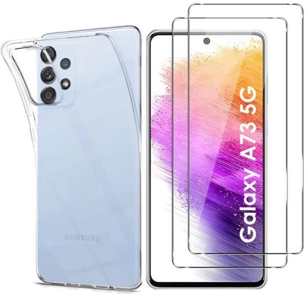 Skyddshölje för Samsung Galaxy A73 5G och 2 Härdade Glas Film Skärmskydd Phonillico®