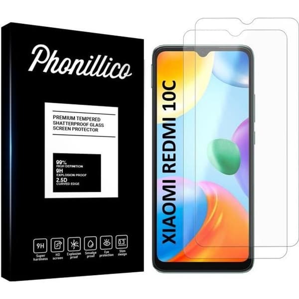 Härdat Glas för Xiaomi REDMI 10C [Pack 2] Skyddsskärm Film Phonillico®