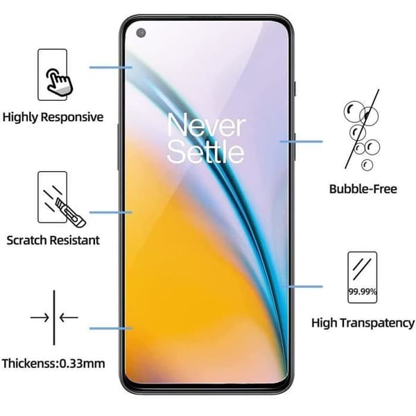 Härdat glas för OnePlus Nord 2 5G [Pack 2] Filmskydd för skärm Phonillico®