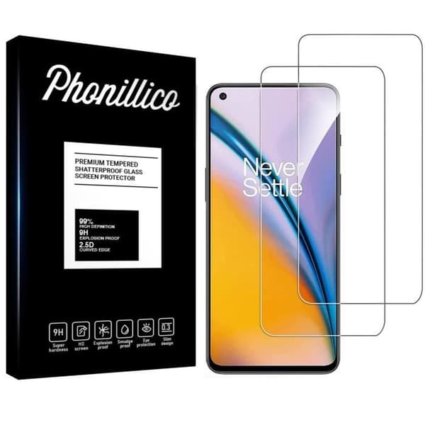 Härdat glas för OnePlus Nord 2 5G [Pack 2] Filmskydd för skärm Phonillico®