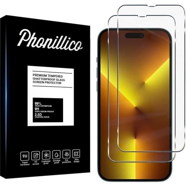 Härdat Glas för iPhone 14 PRO [Paket 2] Skärmskyddsfilm Phonillico®