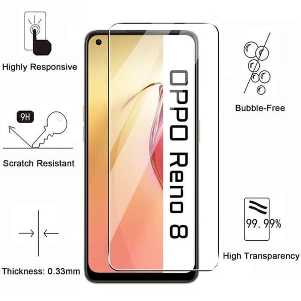 Härdat glas för Oppo Reno 8 5G [Pack 2] Skyddsglasfilm Phonillico®