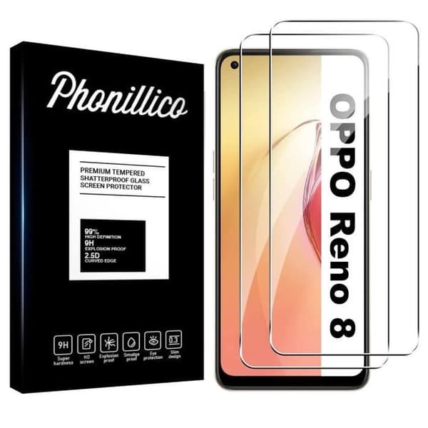 Härdat glas för Oppo Reno 8 5G [Pack 2] Skyddsglasfilm Phonillico®