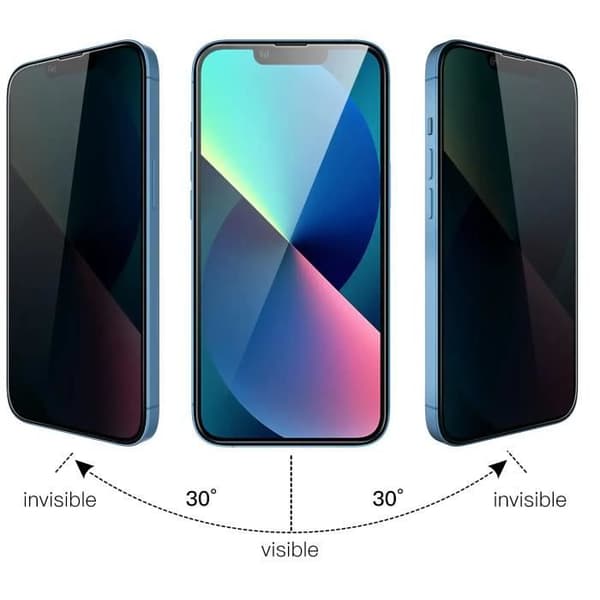 Härdat Glas för iPhone 14 [Pack 2] Svart Anti-Spion Film Skärm Skydd Phonillico®