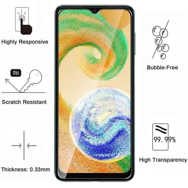 Härdat Glas för Samsung Galaxy A04S [Pack 2] Skyddsglas Film Phonillico®