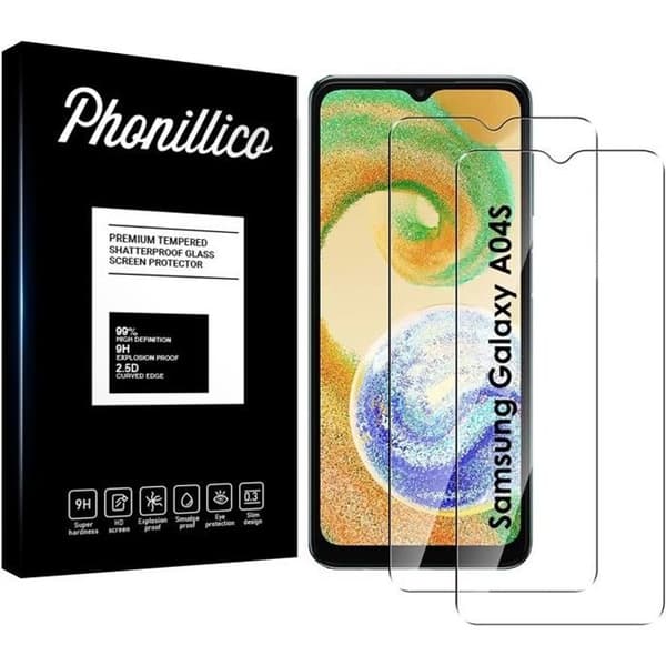 Härdat Glas för Samsung Galaxy A04S [Pack 2] Skyddsglas Film Phonillico®