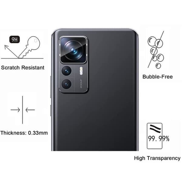 Skyddskamera för Xiaomi 12T PRO [Paket med 2] Härdat Glas Bakre Kameraskydd Film Phonillico®