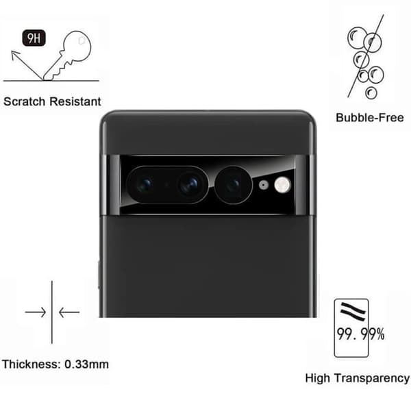 Skyddskamera för Google Pixel 7 PRO [Förpackning med 2] Härdat glas bakre kamera skydd film Phonillico®