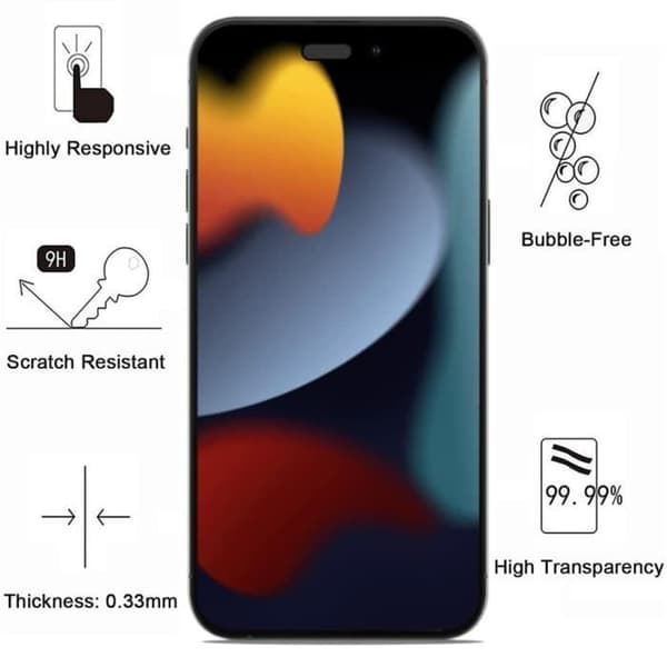 Tempererat Glas för iPhone 14 PRO [Pack 2] Svart Antispy Film Skärm Skydd Phonillico®
