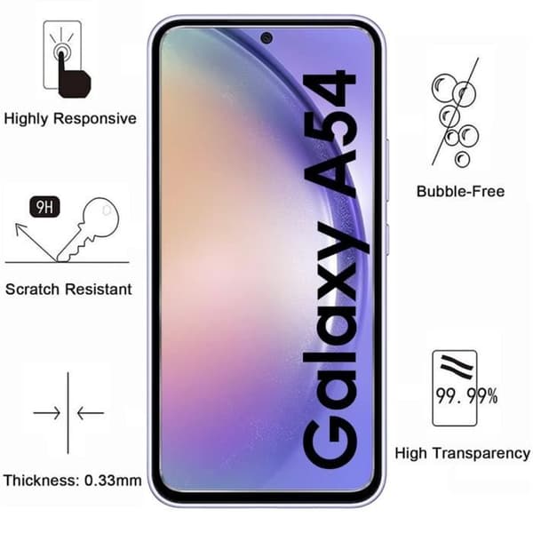 Härdat Glas för Samsung Galaxy A54 5G [Pack 4] Skärmskydd Film Phonillico®