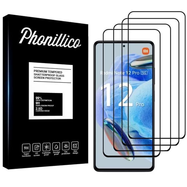 Härdat glass för Xiaomi Redmi Note 12 PRO 5G [Pack 4] Skyddande skärmskydd Phonillico®