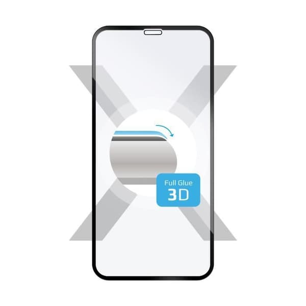 Härdat glas FIXED 3D Full-Cover för Apple iPhone X-XS-11 Pro, med lim över hela skärmen, dammtålig, svart