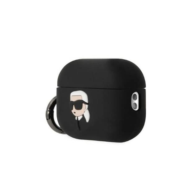 Coque Silicone - Karl Lagerfeld - NFT Karl Head 3D - AirPods Pro 2 - Svart - Avtagbar Klipp