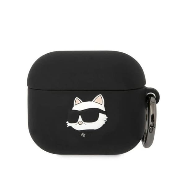 Coque en silicone - Karl Lagerfeld - Choupette 3D - AirPods 3 - Noir - Protection et clip détachable