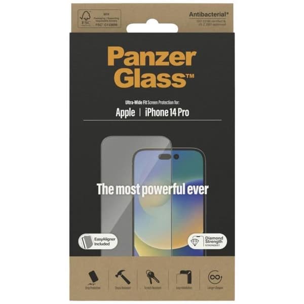iPhone 14 Pro skärmskyddsglas - PANZERGLAS - Vit - Reptålig - 1 st.