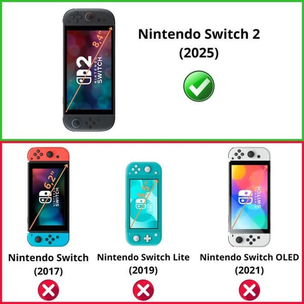 Härdat Glas - Phonillico® - Nintendo Switch 2 (2025) - Paket med 2 - Repbeständig - Skärmskydd