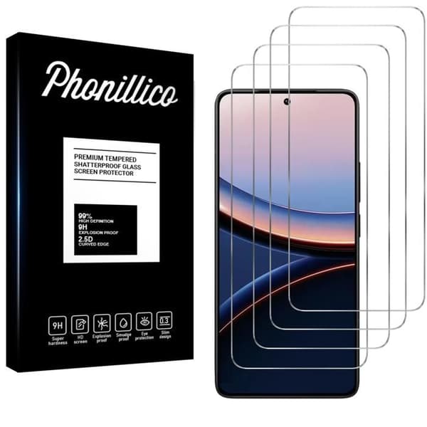 Härdat glas - Phonillico® - Xiaomi Poco F7 ULTRA 5G - Pack om 4 - Repellerande - Skärmskydd