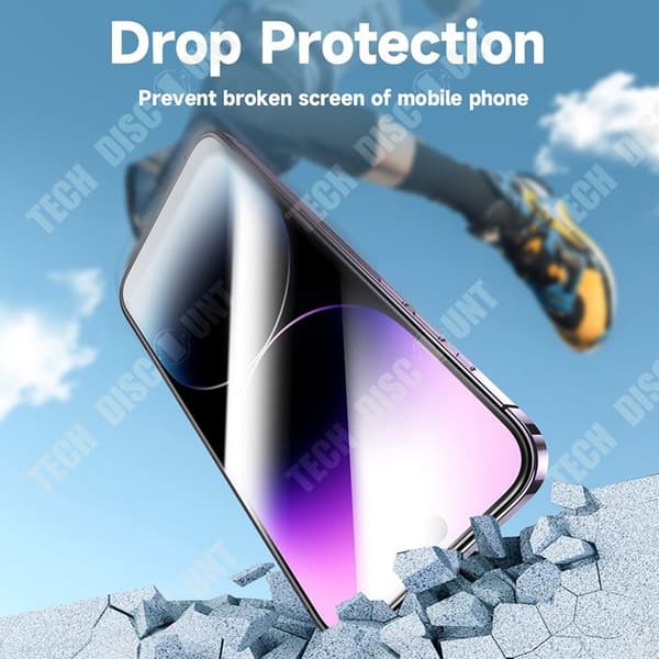 TD® Härdat glas för iPhone 14 Pro Max, skyddande film för dammfritt fack, stötsäker film