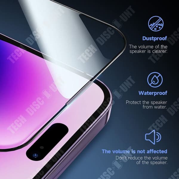 TD® Härdat glas för iPhone 14 Pro Max, skyddande film för dammfritt fack, stötsäker film