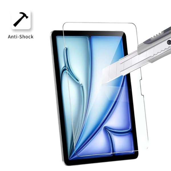 Härdat glas - Phonillico® - iPad Air 13 tum M3 2025 - Paket med 2 - Repbeständig - Rengöringsdukar inkluderade