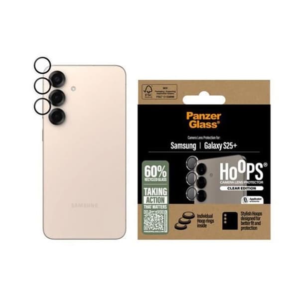 Skyddande objektiv för kamera för Galaxy S25 Plus Stötbeständigt Panzer Glass Svart genomskinlig