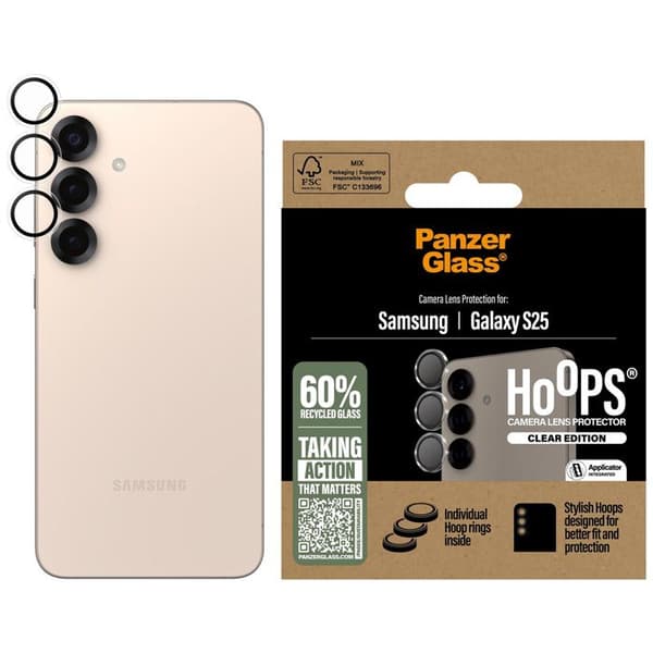 Skyddskamera för Samsung S25 Härdat Glas Metallram Panzer Glass Transparent
