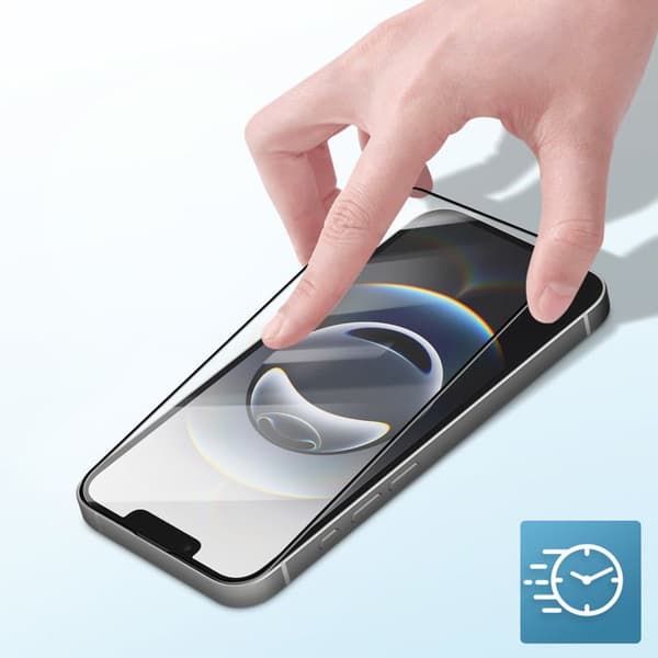 Härdat glas för iPhone 16e Hårdhet 9H Repfria Avfasad Svart