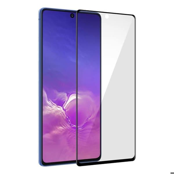 Film för Galaxy S10 Lite Härdat Glas 9H Transparent Mot Svart Kant