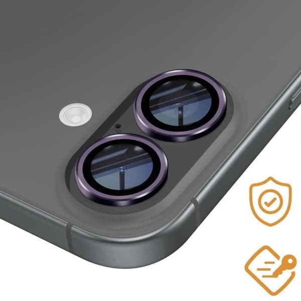 Härdat Glas Kamera för iPhone 16 Hårdhet 9H Rep-resistant Lila