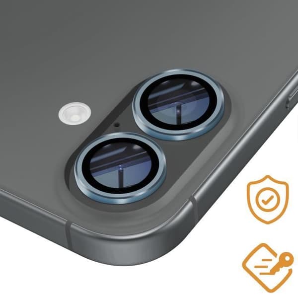 Härdat Glas Kamera för iPhone 16 Plus Hårdhet 9H Rep-och Stötbeständig Blå